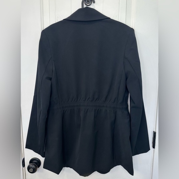 Athleta Endless Primatwill Cinch Waist Tie Blazer Jacket Black Size 10 EUC - Picture 7 of 7